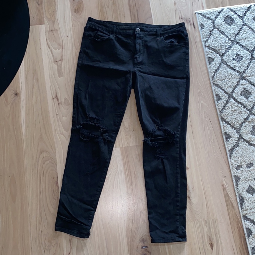 American eagle black ripped jeans. Size 18 long. The next level stretch jean